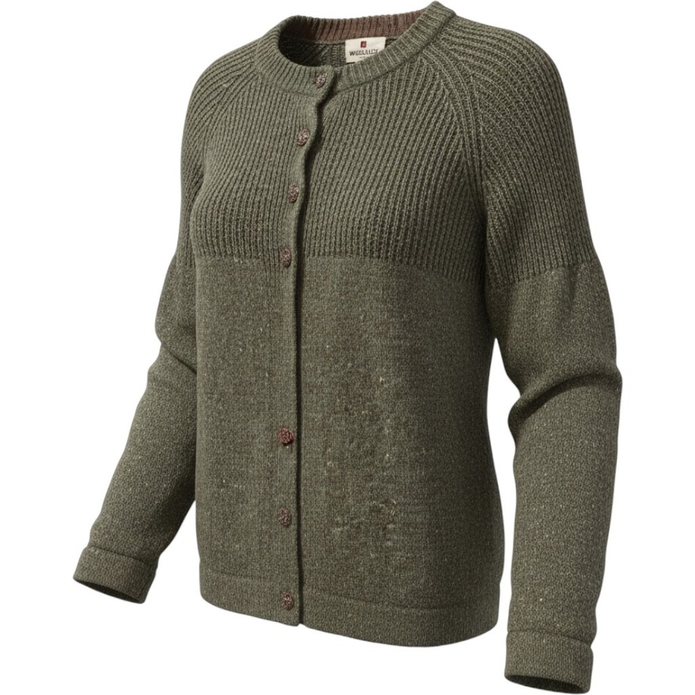 Woolrich Cardigan Sweater Womens Small Green Ramie Wool Blend Knit Button Front